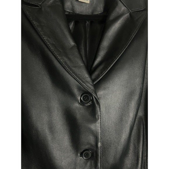 Modern Essentials Women’s Trench Coat Black Leather Jacket Pockets Collared XL - Picture 6 of 8